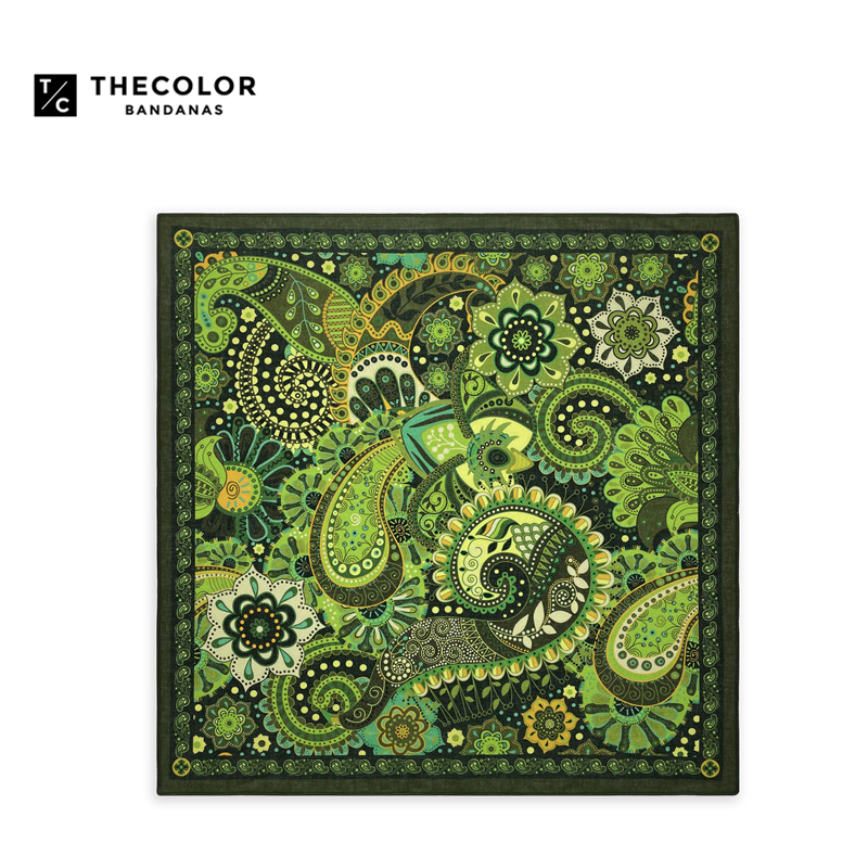 Thecolor Bandana Green Paisley Scarf Women's Retro Biker Headscarf Men's Neck Scarf Hip-Hop Face Scarf Thecolor Bandana Green Paisley Scarf Women's Retro Biker Headscarf Men's Neck Scarf Hip-Hop Face Scarf