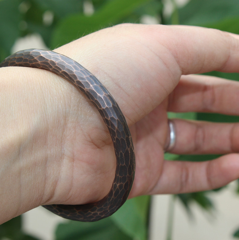 Copper Bracelet Copper Bracelet Retro European and American Style Red Copper Copper Bracelet Closed Mouth Bold Weighted Men and Women Pure Handmade