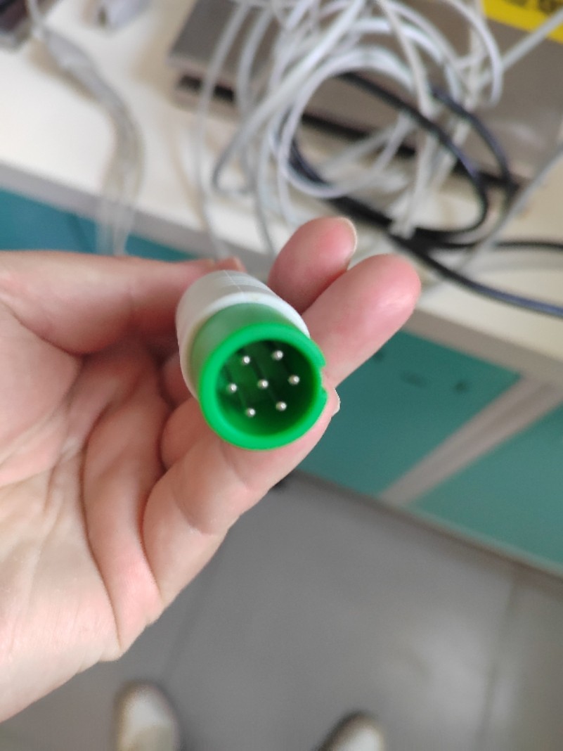 适用康泰监护仪心电导联线/电极连接线/7针绿色插头