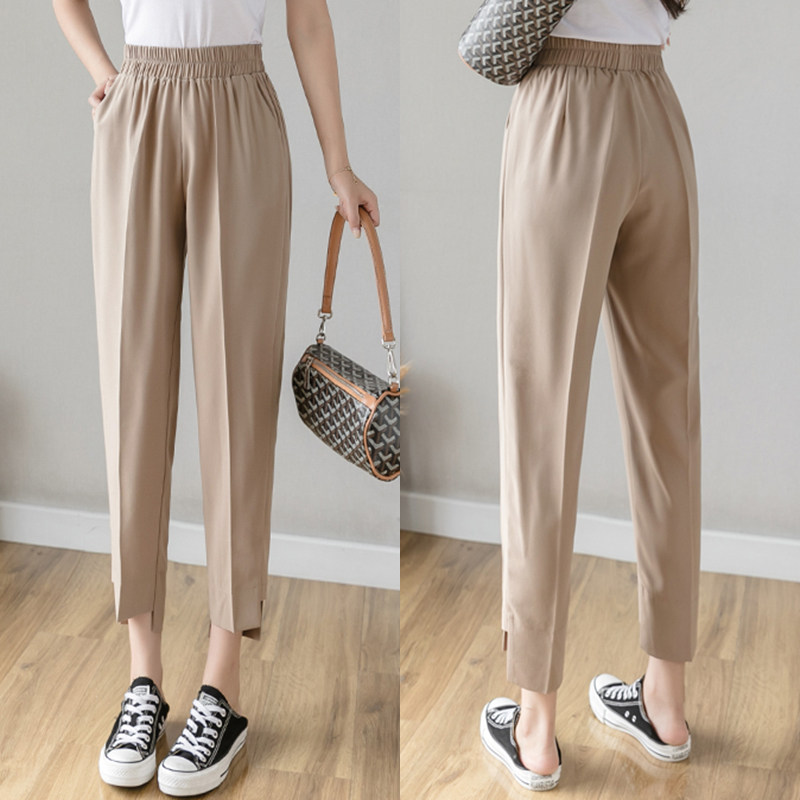 Harem pants women's 2021 summer thin nine-point pants high waist slim all-match cigarette pants loose casual lob pants