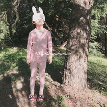 Doll love beauty men and women children thick round neck striped autumn pants home clothing cotton Lycra stretch underwear set