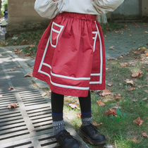 Dolls love beauty autumn and winter girls Red Princess cute sweet retro court Korean Christmas New Year skirt