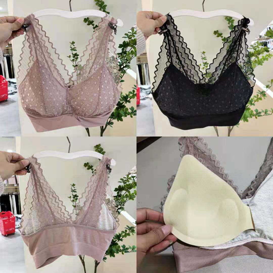 Lace Wide Shoulder Strap Underwear 21888 new with insert cushion Rub Chest slim fit Comfort Underwear Lady Bra-Taobao