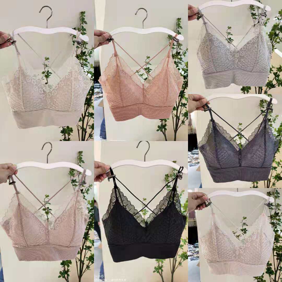 200332 new spring summer beauty back lace vest bra underwear chest cushion removable and integrated cross with smear woman-Taobao