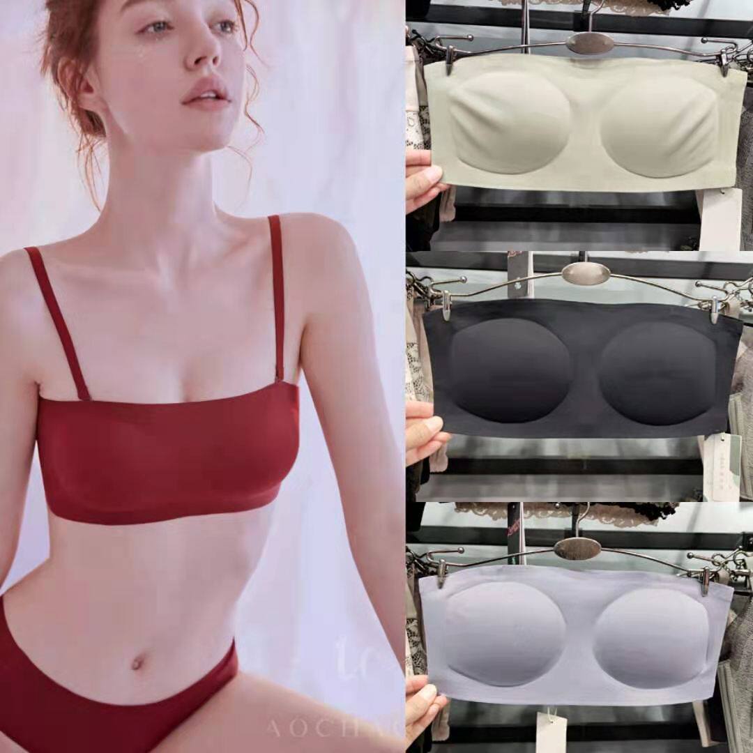 Onest A1 Bra Lady Small Chest Coaling Without Steel Ring Underwear Without Mark One Sheet Latex No Shoulder Strap Wiping Chest Suit-Taobao