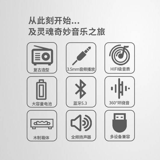 联想生态品牌异能者蓝牙音响家用桌面无线复古音箱多媒体低音炮新