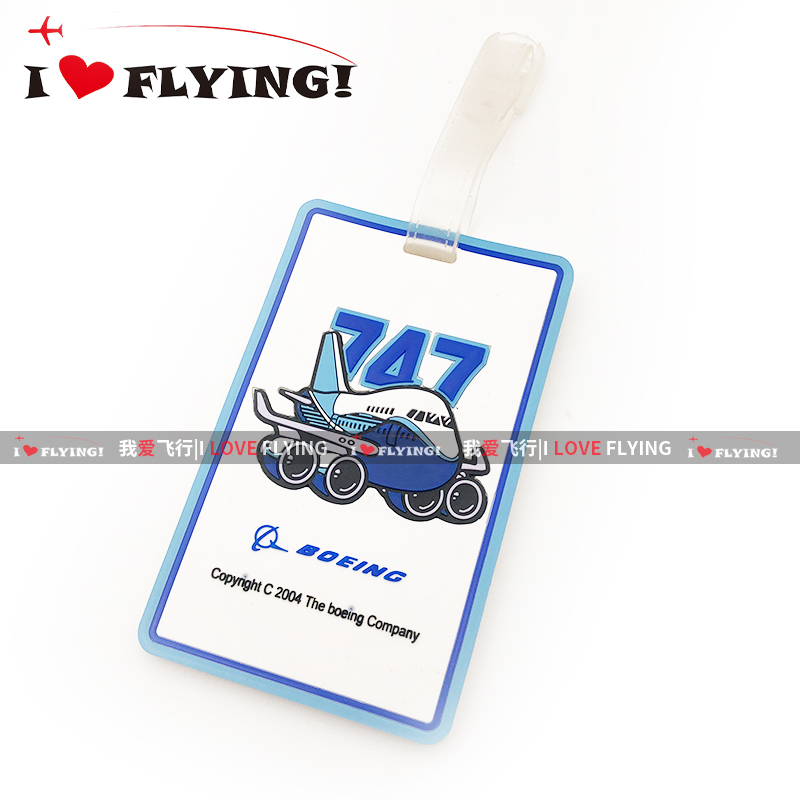 I Love Flying | American Boeing Boeing747 Cartoon Airplane Travel Boarding Suitcase Luggage Tag