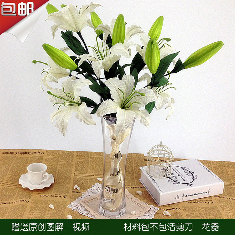 Wrinkled paper lily big lily diy learning kit handmade material package paper art 15 sets