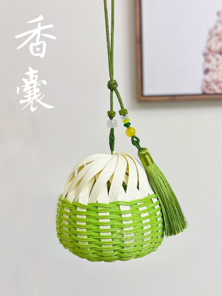 Rattan Woven Small Sachet Fragrance Bag DIY Material Kit, Wide Paper Rattan Weaving Chinese Style Hanging Ornament for Dragon Boat Festival and Mid-Autumn Festival
