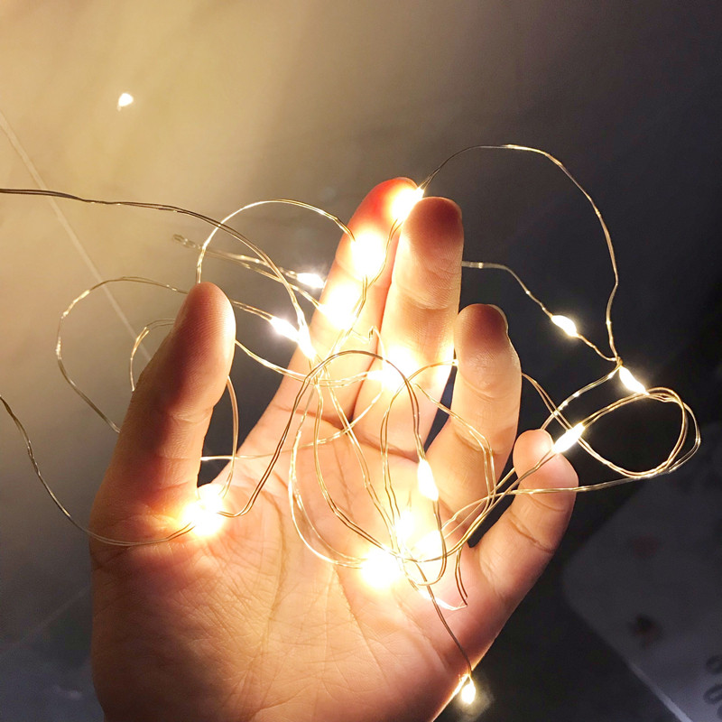 2m 20 head warm white LED light string with 2 button batteries Christmas decorations Packaging with decorations