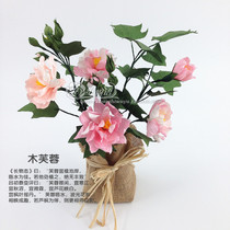 Wood Hibiscus Teaching Materials Bag Paper Art Flower Paper Vine Flower Handicraft Wrinkle Paper Flowers DIY Kit 