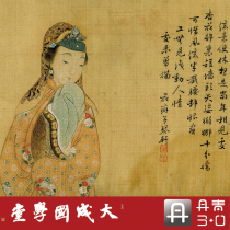 Album of beautiful ladies by Li Tingxun of the Qing Dynasty. Genuine 1:1 professional ultra-clear restoration of ink and light color figures on silk.