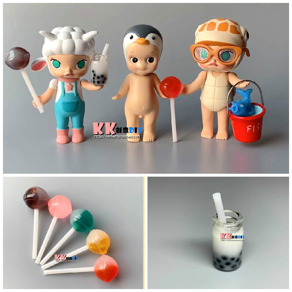 Molly jasmine doll with accessories photo props holding mini lollipop beach bucket pearl milk tea