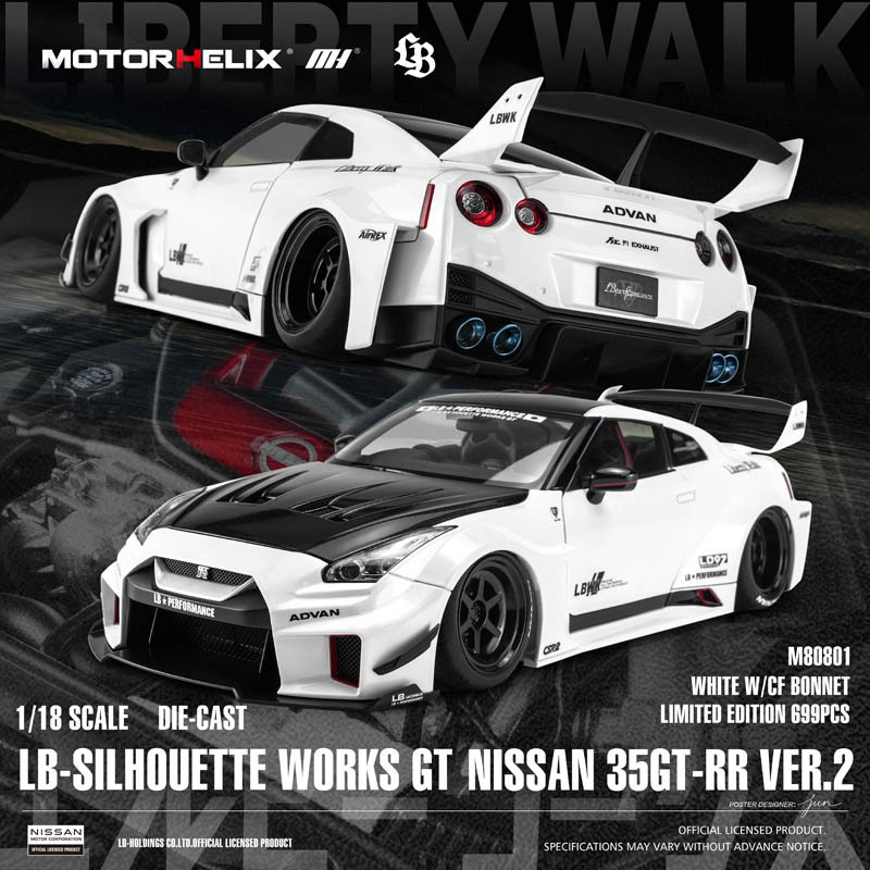 Motorhelix Mh 1:18 Nissan 35Gt-Rr lb Wide Body Modification Ver.2 Alloy Car Model