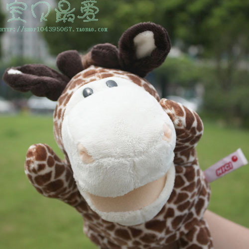 Giraffe hand puppet mouth able to move children early to teach gloves plush animal toddler toy