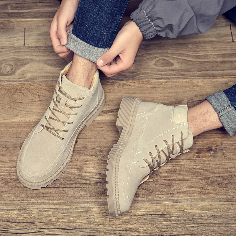 Men's Martin boots Summer men's shoes 100 hitch Inlan casual men's boots trendy hair genuine leather retro mid-cylinder tooling boots