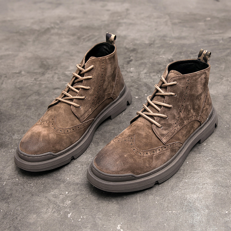 Martin Boot Men's Inn Wind Genuine Leather Retro Boots Summer Bullock High Cylinder Leather Shoes Turd Shoes Breathable Boomer Shoes