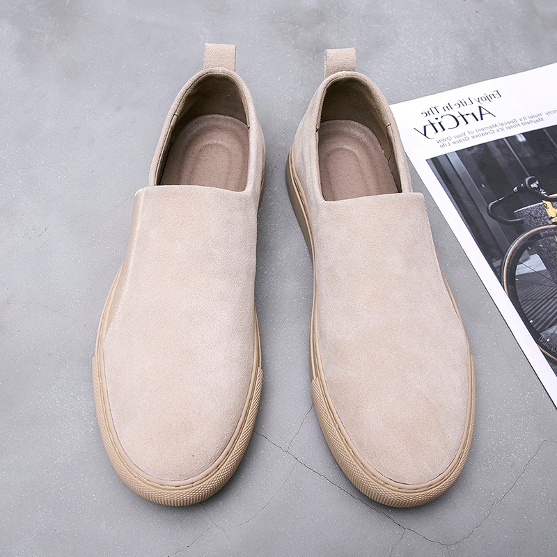 Men's Shoes Summer Sneakers Breathable Casual Leather Shoes Flip Leather British All-match Tide Shoes Slip-On Loafers