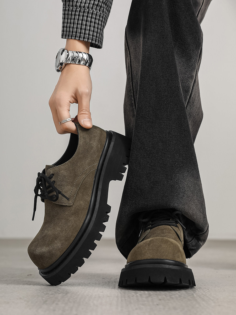 Men's Shoes 2026 New Breathable Retro Work Shoes Large Toe Thick-Soled Derby Shoes Suede Low-Top Martin Boots
