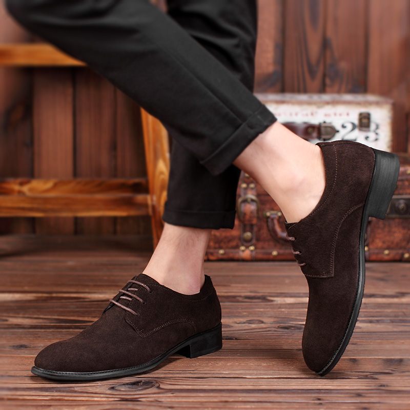 Summer Korean version pointed casual shoes Inn Anti-suede men's shoes frosted wool leather shoes men 100 hitchhiking shoes heightening single shoes