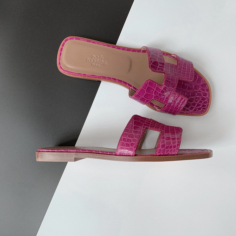 (Spot 36 yards only one pair) Hermes Love Marshi avocado leather sandals sandals slippers