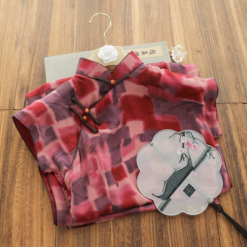 俏娘鱼 Ретро красное летнее элегантное ципао, городской стиль