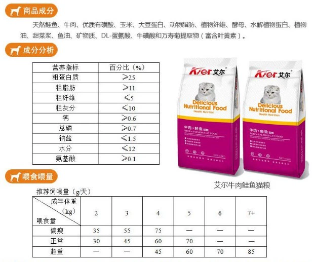 Ai Mubei tự nhiên 2,5kg thịt bò mực biển sâu cá hương mèo thức ăn chủ yếu vào thức ăn cho mèo trẻ 500gX5 gói 5 kg royal canin mèo