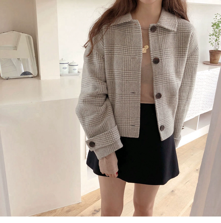 Hàn Quốc ins ma ngựa cô gái chống mùa thu và mùa đông áo hai mặt cashmere nữ nhỏ len len ngắn áo khoác - Accentuated eo áo