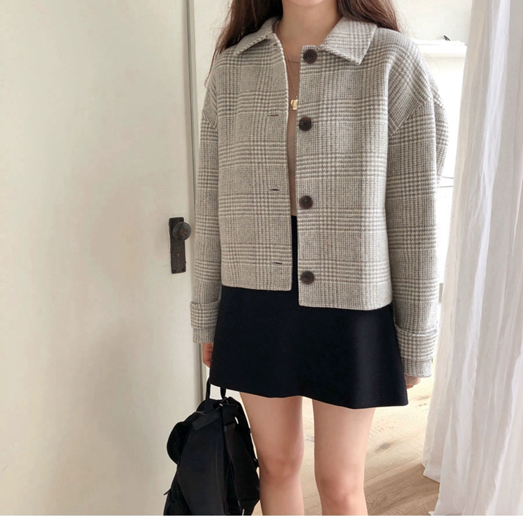 Hàn Quốc ins ma ngựa cô gái chống mùa thu và mùa đông áo hai mặt cashmere nữ nhỏ len len ngắn áo khoác - Accentuated eo áo