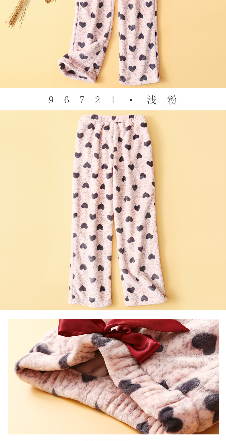 Đồ ngủ nhung san hô Qingtong phụ nữ mùa thu đông flannel giản dị dày ấm ấm quần sang trọng lỏng lẻo quần nhà quần ngố nam