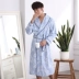 Qingtong Mùa Xuân và Mùa Thu Các Cặp Vợ Chồng Nam Giới và Phụ Nữ Hàn Quốc Cotton Đồ Ngủ Nightdress Phiên Bản Dài Lỏng Nhà Dịch Vụ Áo Ngủ