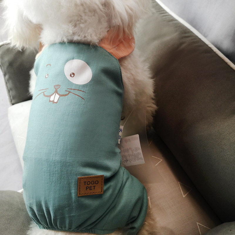 Pet clothes spring new printed suspenders teddy bear dog cat summer thin four-legged pants