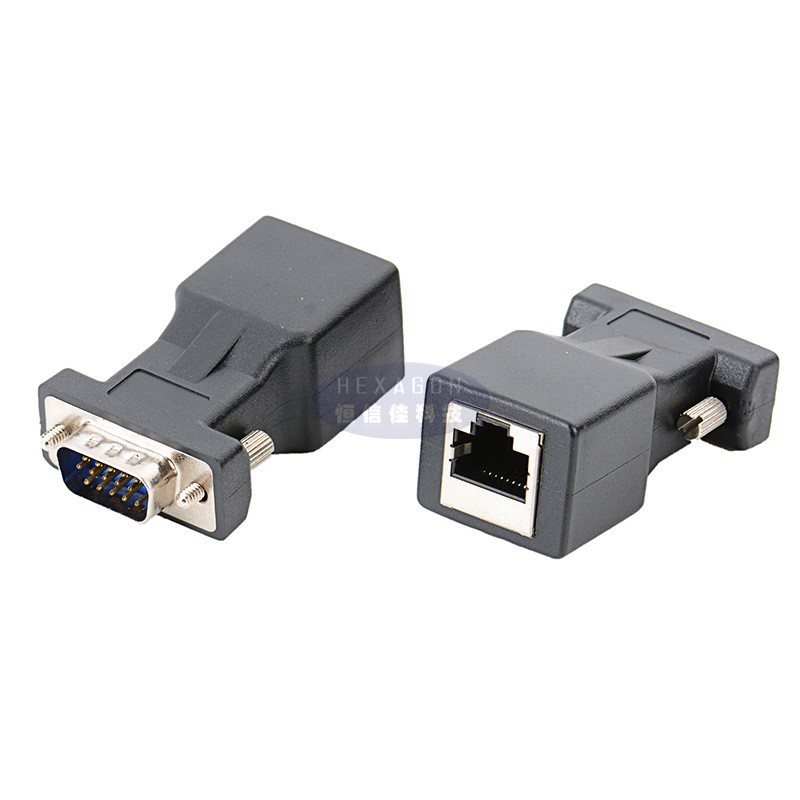 VGA male to RJ45 female adapter Transmits VGA signal via network cable DB15 pin to network cable female extension cable