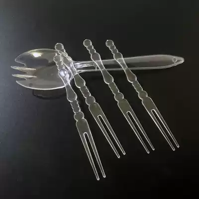 Fruit fork disposable independent packaging transparent plastic small fork crystal dim sum cake fork fruit stick fruit insert