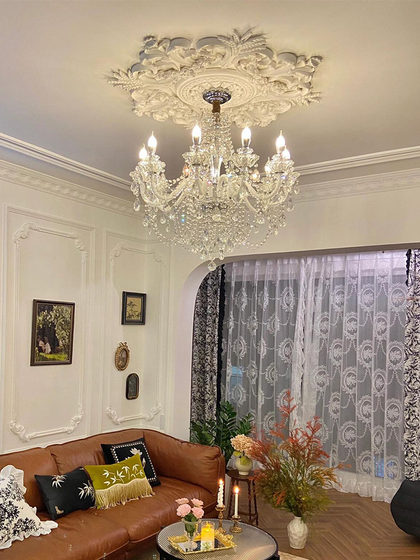 Living room chandelier candle crystal French light luxury designer art high-end atmosphere 2026 new hall main light