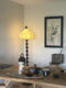 Pear-Shaped Floor Lamp, Antique Solid Wood, Printed Fabric, Living Room Lamp, Song-Style Aesthetic Atmosphere, Main Lamp Next to the Sofa in the Hall