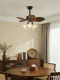 Fan Chandelier French Mid-Century Style Petal Art Restaurant Bar Fan Light New Retro Variable Frequency Ceiling Fan Light