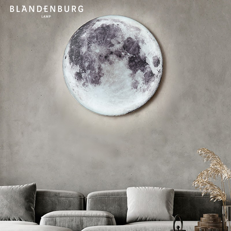 Moon Wall Lamp Creative High-end Designer Atmosphere Wall Lamp Round Background Wall Decorative Lamp Hanging Wall Living Room Wall Lamp