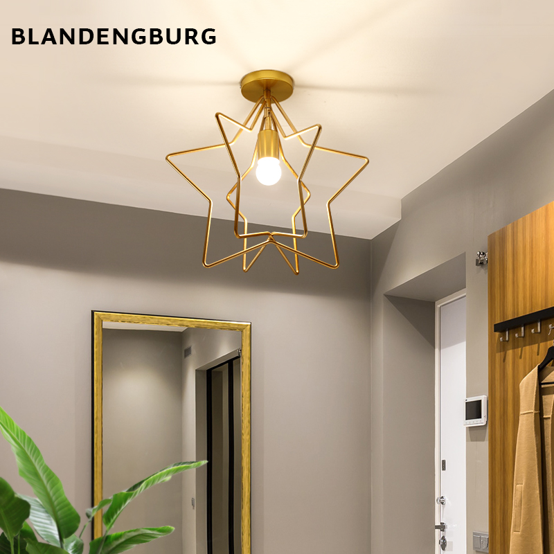 Nordic Walking Path Light Stars Suction Dome Light Dining Hall Small Chandelia Single Head Creative Table Lighting Personality Pentagram Lamp