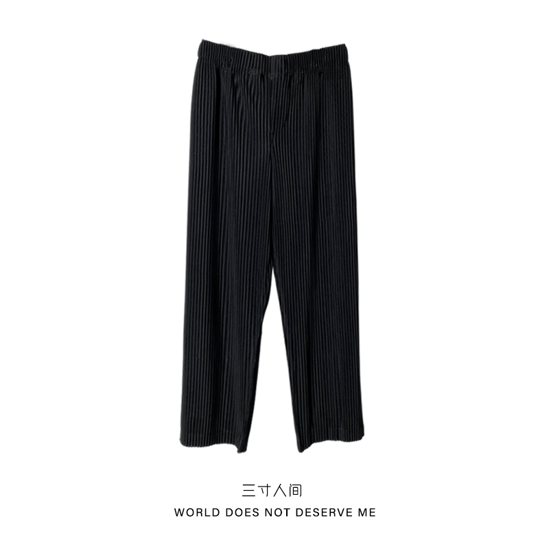 Japanese Original Fabric Pleated Casual Pants for Men Jf150, Drapey Loose Wide-Leg Straight Pants with a High-End Minimalist Style Japanese Original Fabric Pleated Casual Pants for Men Jf150, Drapey Loose Wide-Leg Straight Pants with a High-End Minimalist Style