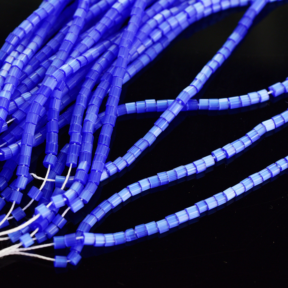 French imports 2 * 1 6mm blue purple Czech crystal hexagonal tube bead glass beads method embroidery material accessories