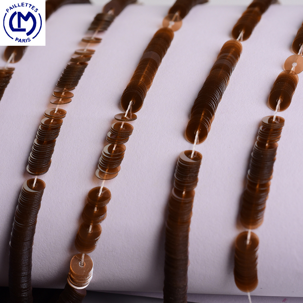 Transparent series imported from France LM dark brown translucent sequin French embroidery material beaded clothing accessories