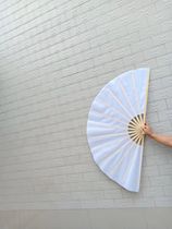 Oversized dance fan Dance fan Double-sided fan plus keel fan 60CM fan 2 sides white white