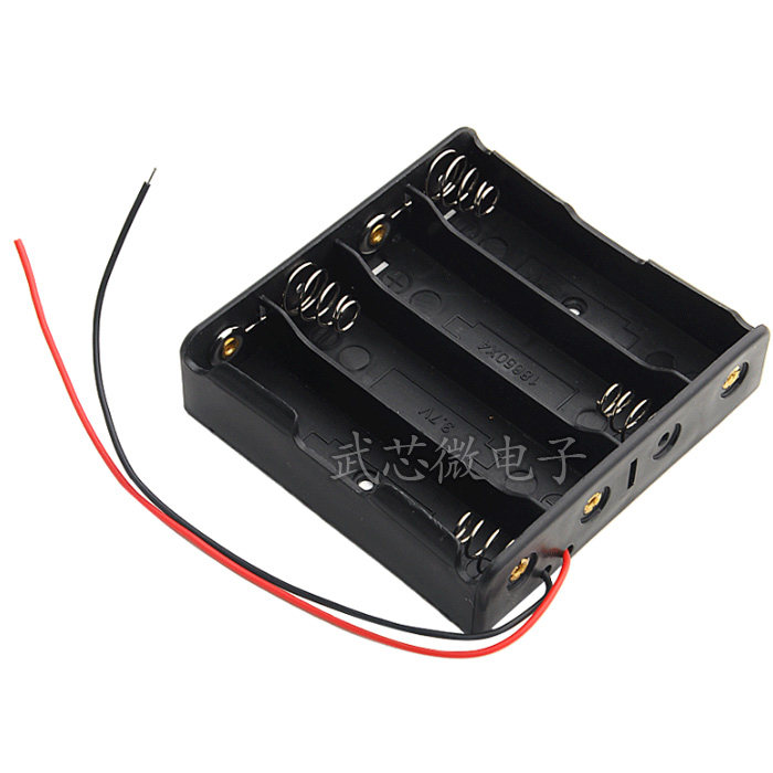 18650 battery case 4 section 14 8V tandem no cover with red black line Four section 18650 Lithium battery compartment base