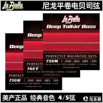 La Bella 750N 760N 760G and other Nylon Flatwound nylon flatwound electric bass strings