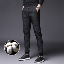 Winter down cotton pants mens outer wear slim-fitting small feet leisure sports young mens cotton pants outdoor warm pants tide