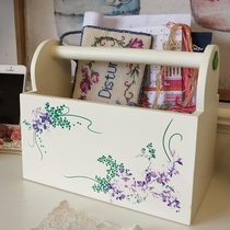Wooden pastoral storage box box finishing box storage box glove box remote control box European creative home decoration