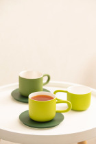 16 open; Exquisite ceramic coffee cup simple ins Wind solid color afternoon tea latte card cloth set high value