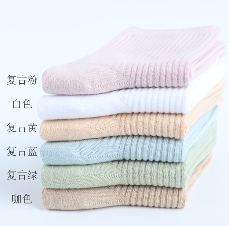6 đôi vớ nữ mùa thu và mùa đông dày cotton ống vớ nữ vớ Hàn Quốc khử mùi thấm mồ hôi thể thao vớ cotton vớ cổ cao