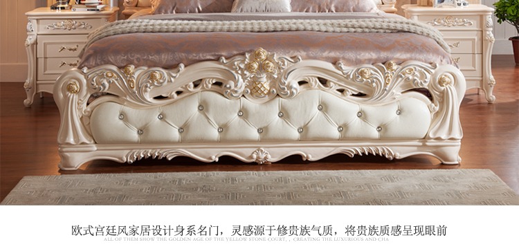 Giường ngủ châu Âu gỗ đôi giường đơn 1,8 m phòng ngủ chính giường sang trọng công chúa giường cưới giường da 1,8m đơn giản giường châu Âu - Giường giường hơi